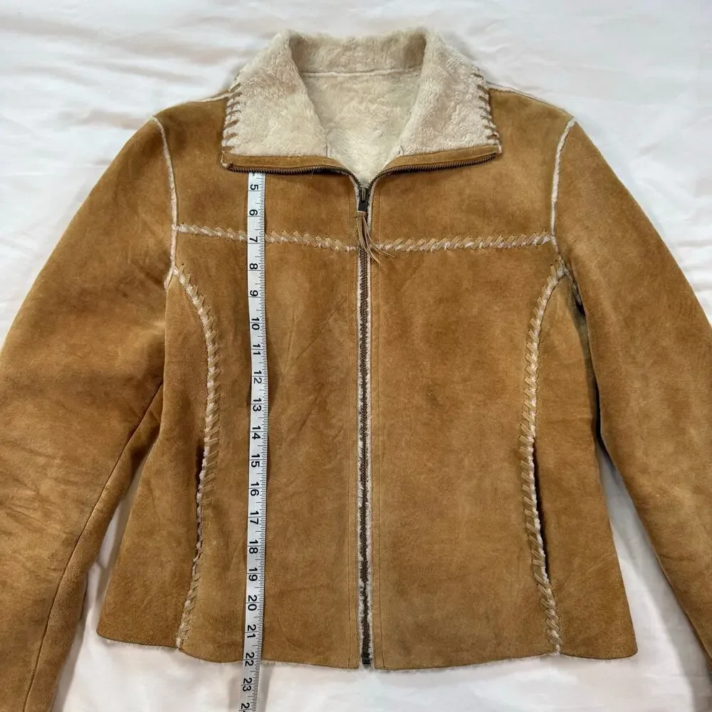 Vintage Y2K Wilsons Leather Pelle Studio Jacket Suede faux fur womens size small - Picture 9 of 16